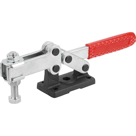 Kipp Toggle Clamp, Horizontal Foot, Heavy Vers, F2=6000, Adj Clamping Spind, Steel Electro Zinc-Plated, K1242.06000